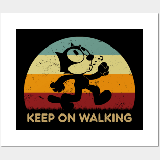 Retro Sunset - Felix The Cat Walk Keep On Walking Posters and Art